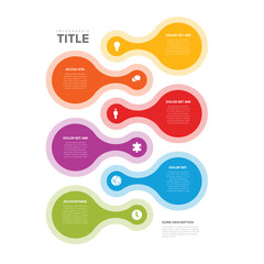 Poster - Six vertical light circle steps timeline process infographic