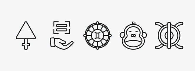 Poster - zodiac outline icons set. zodiac icons such as sulphur, encouragement, time changes, year, perseverance vector. can be used web and mobile.
