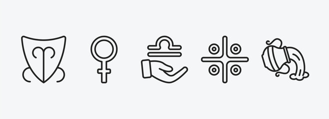 Poster - zodiac outline icons set. zodiac icons such as devotion, venus, commitment, vinegar, aquarius vector. can be used web and mobile.