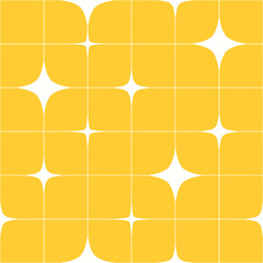 Leinwandbilder - Seamless Patterns with White Star Shapes on Yellow Background. Abstract Modearn Y2k Texture
