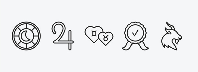 Poster - zodiac outline icons set. zodiac icons such as understanding, jupiter, friendship, standard of quality, capricorn vector. can be used web and mobile.