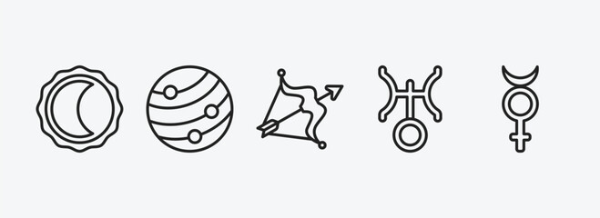 Poster - zodiac outline icons set. zodiac icons such as wax, mars, sagittarius, uranus, mercury vector. can be used web and mobile.