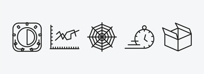 Poster - user interface outline icons set. user interface icons such as birghtness, dual stream chart, spider web, express, open box vector. can be used web and mobile.