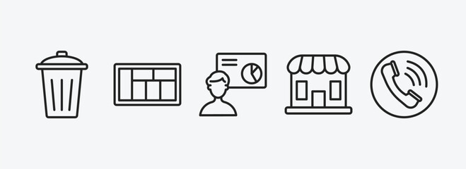 Poster - user interface outline icons set. user interface icons such as eliminar, layout, person explaining d