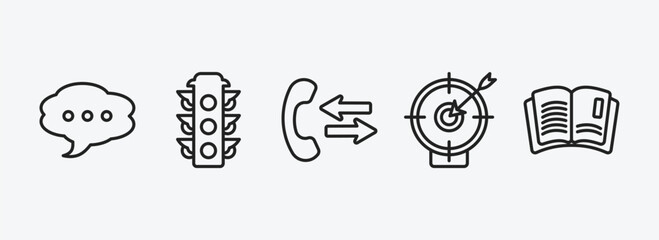 Poster - ultimate glyphicons outline icons set. ultimate glyphicons icons such as message balloon, big traffic light, phone call outcoming, target with circle, reading vector. can be used web and mobile.