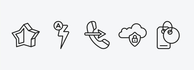 Poster - ultimate glyphicons outline icons set. ultimate glyphicons icons such as half star full, automatic flash, phone with right arrow, internet security, clothes label vector. can be used web and mobile.