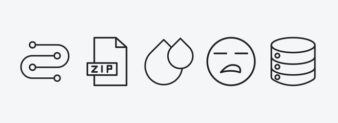 Poster - user interface outline icons set. user interface icons such as wiring, zip file, big and small drops, boring, disk storage vector. can be used web and mobile.