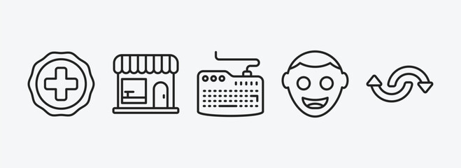 Poster - ultimate glyphicons outline icons set. ultimate glyphicons icons such as plus button, groceries shop, computer keyboard, smiling face, reload circular arrow vector. can be used web and mobile.