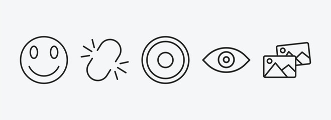 Poster - user interface collection. outline icons set. user interface collection. icons such as smile smile, unlink, radio button, visual, image variant vector. can be used web and mobile.