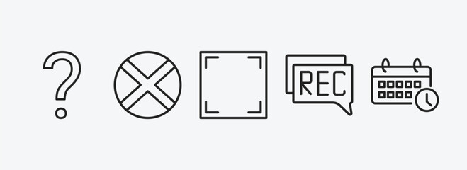 Poster - user interface outline icons set. user interface icons such as question mark, jamaican, screen in white, recording conversation, timetable vector. can be used web and mobile.