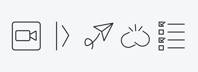 Poster - user interface outline icons set. user interface icons such as facetime, slide right, paper plane flying, disconnected chains, test quiz vector. can be used web and mobile.