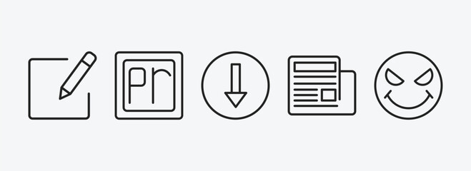 Poster - user interface outline icons set. user interface icons such as compose, premier, bottom, newspaper folded, evil smile vector. can be used web and mobile.