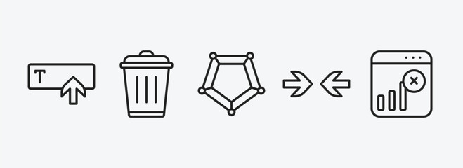 Poster - user interface outline icons set. user interface icons such as text in, trash bin, pentagonal chart, opposition, disconnect vector. can be used web and mobile.
