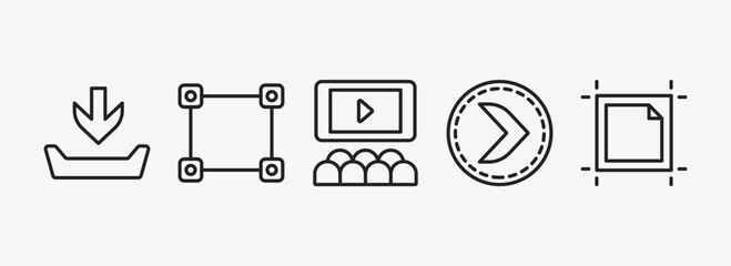 Poster - user interface outline icons set. user interface icons such as file inbox, metrize, hall, right button, artboard vector. can be used web and mobile.