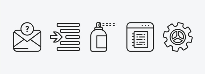 Poster - user interface outline icons set. user interface icons such as anonymous message, indent, spray pain