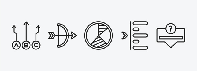Poster - user interface outline icons set. user interface icons such as abc item chart, archer, pie chart organization, left side alignment, question button vector. can be used web and mobile.