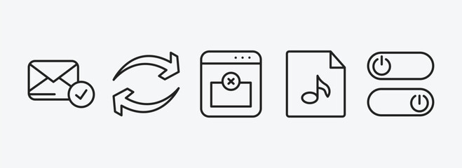 Poster - user interface outline icons set. user interface icons such as postal, synchronisation, remove right