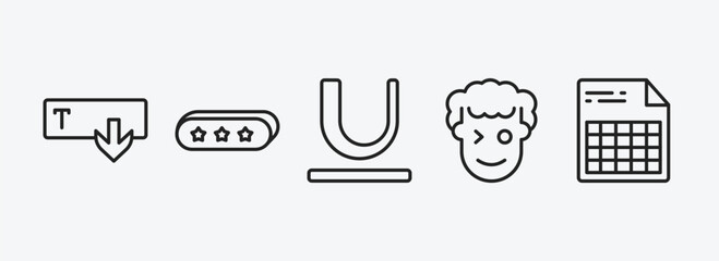 Poster - user interface outline icons set. user interface icons such as text out, 3d bars, underline, smiles,