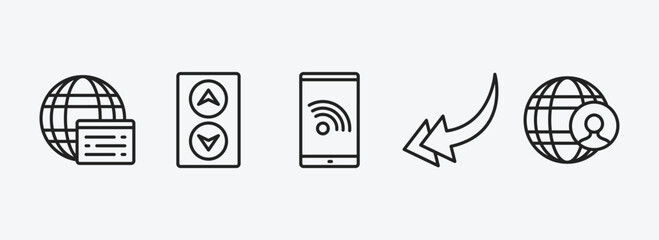 Poster - user interface outline icons set. user interface icons such as window interface, elevator arrows, stream, back drawn arrow, user vector. can be used web and mobile.