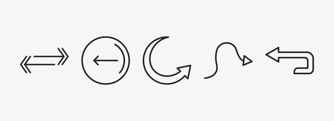 Poster - user interface outline icons set. user interface icons such as double arrows, go back button, circular arrow, sketched arrow, return left arrow vector. can be used web and mobile.