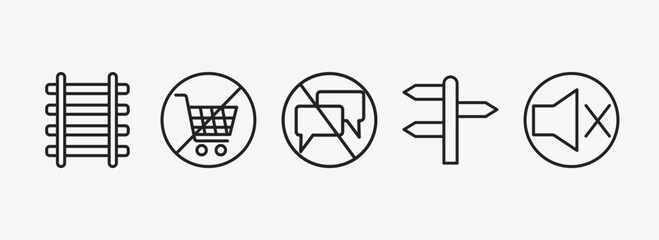 Poster - traffic signs outline icons set. traffic signs icons such as railway, no shopping cart, no chatting, crossroad, no sound vector. can be used web and mobile.