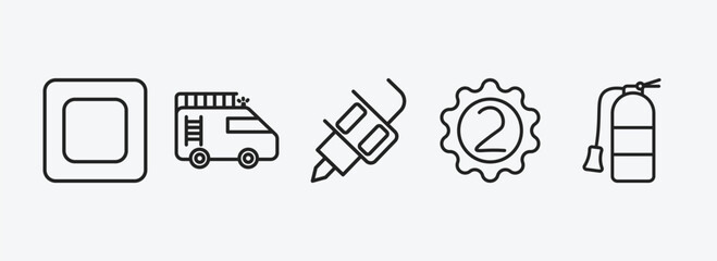 Poster - tools and utensils outline icons set. tools and utensils icons such as basic square, firetruck, tattoo, second, flame extinguisher vector. can be used web and mobile.