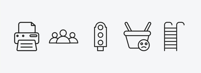 Poster - tools and utensils outline icons set. tools and utensils icons such as blank paper and printer, squa