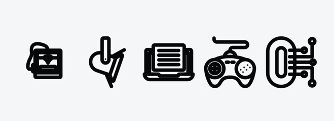 Poster - technology collection. outline icons set. technology collection. icons such as 3d printers, spotligh