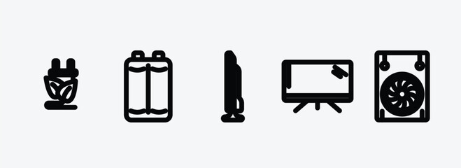 Poster - technology outline icons set. technology icons such as ecologic electricity, baterry, tv side, screen blank, ventilating fan vector. can be used web and mobile.