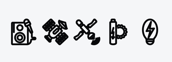 Poster - technology collection. outline icons set. technology collection. icons such as entertainer, space satellite, satellite transmission, solar battery, electric vector. can be used web and mobile.