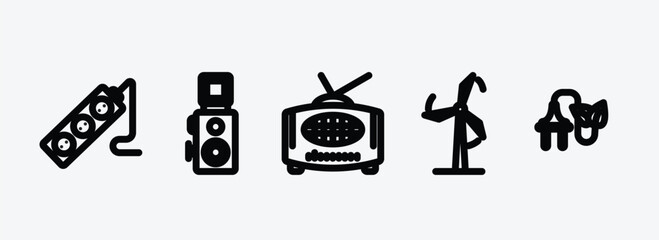 Poster - technology outline icons set. technology icons such as tee power, reflex photo camera, radio with antenna, wind power, biomass vector. can be used web and mobile.