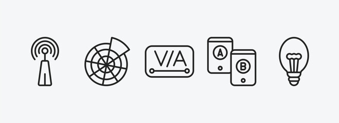 Poster - technology outline icons set. technology icons such as reach, color value, kerning, a/b testing, electric light bulb vector. can be used web and mobile.