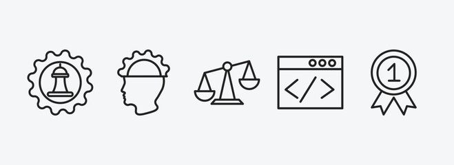 Poster - success outline icons set. success icons such as strategy management, experience, balance, web development, best vector. can be used web and mobile.