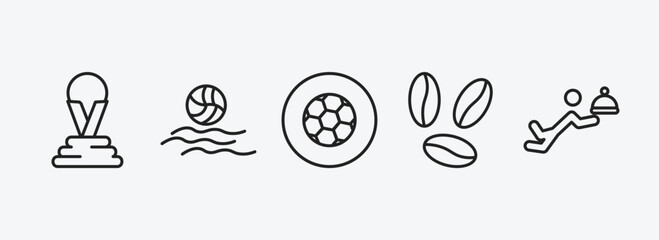 Poster - sports outline icons set. sports icons such as world cup, waterpolo, football ball circular, brazilian, waiter falling vector. can be used web and mobile.