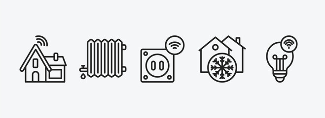 Poster - smart home outline icons set. smart home icons such as household, heat leak, smart plug, freeze, lightbulb vector. can be used web and mobile.