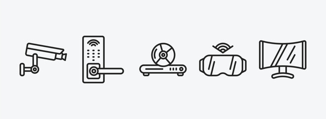 Poster - smart home outline icons set. smart home icons such as security camera, handle, cd player, virtual reality, smart television vector. can be used web and mobile.