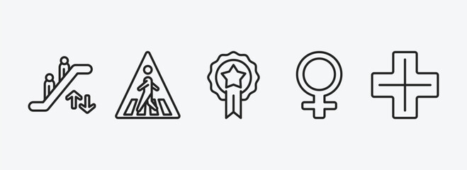 Poster - signs outline icons set. signs icons such as or, crossing, premium badge, female, addition thick vector. can be used web and mobile.