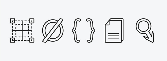 Poster - signs outline icons set. signs icons such as borders, empty, parenthesis, copying, male gender vector. can be used web and mobile.