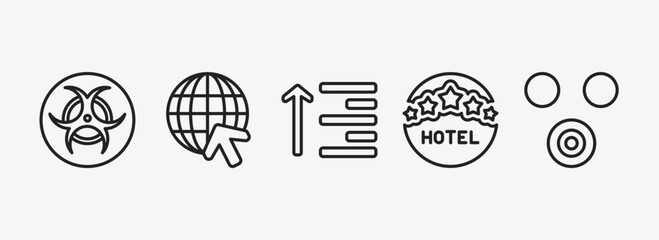 Poster - signs outline icons set. signs icons such as biohazard, internet, align, round hotel, therefore vector. can be used web and mobile.