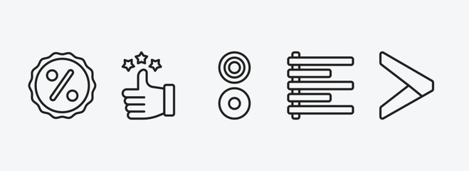 Poster - signs outline icons set. signs icons such as percentage discount, superior, reason, align left, is greater than vector. can be used web and mobile.