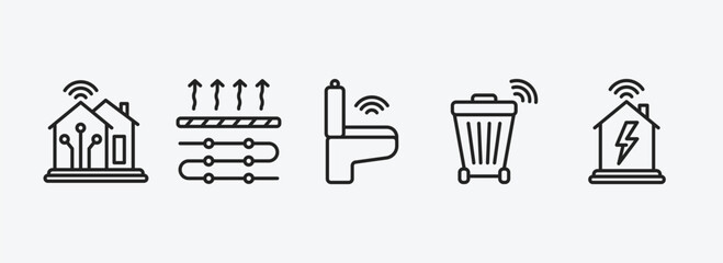 Poster - smart home outline icons set. smart home icons such as smart, underfloor heating, toilet, trash, pow