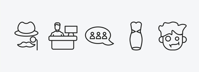 Poster - people outline icons set. people icons such as sir, assembler, chat group, women dress, confused smile vector. can be used web and mobile.