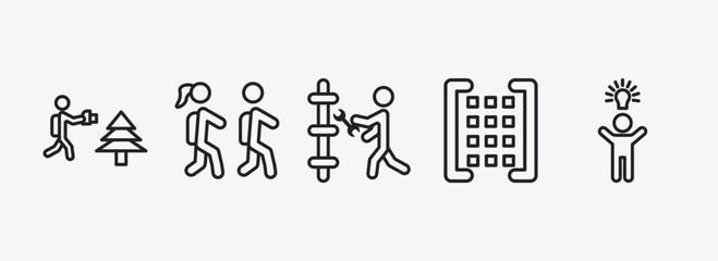 Poster - people outline icons set. people icons such as photographer working, children in school, plumber working, matrix, man with an idea vector. can be used web and mobile.