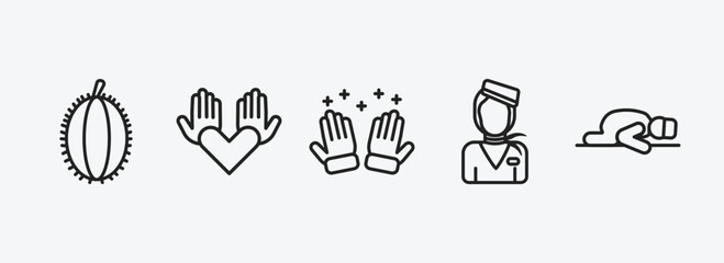 Poster - people outline icons set. people icons such as costa rica, no racism, salat, aviation, sujud vector.