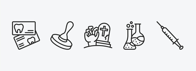 Poster - other outline icons set. other icons such as dentist business card, wooden stamper, tombstone zombie hand, labaratory, syrnge vector. can be used web and mobile.