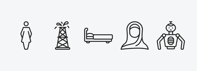 Poster - other outline icons set. other icons such as women's bathroom, oil tower, sleeping bed, araba woman, robot of japan vector. can be used web and mobile.