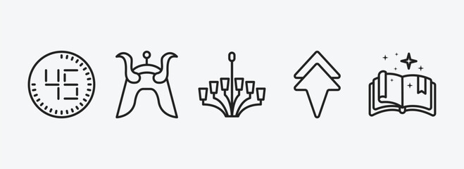 Poster - other outline icons set. other icons such as digital number 45, samurai head of japan, chandeliers, arrowup, speell book vector. can be used web and mobile.