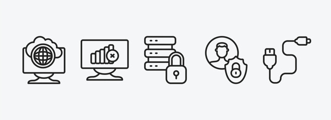 Poster - internet security outline icons set. internet security icons such as internet connection, connection error, data protection, privacy, phone cable vector. can be used web and mobile.