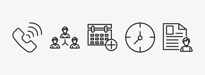 Poster - human resources outline icons set. human resources icons such as call, teamwork, appointment, timing, cv vector. can be used web and mobile.