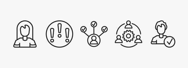 Poster - human resources outline icons set. human resources icons such as women, problems, multitask, work team, candidate vector. can be used web and mobile.